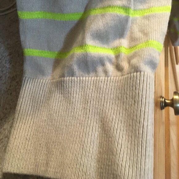 COLDWATER CREEK SWEATER. GREY/STRIPED LIME GREEN SEQUINED/BEADS. 1X ($80) - Picture 4 of 6